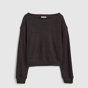 Madewell Charcoal boatneck drop shoulder top